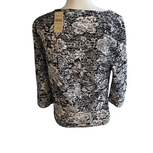 Coldwater Creek Black White Knit Top Size Medium NWT - Picture 3 of 6